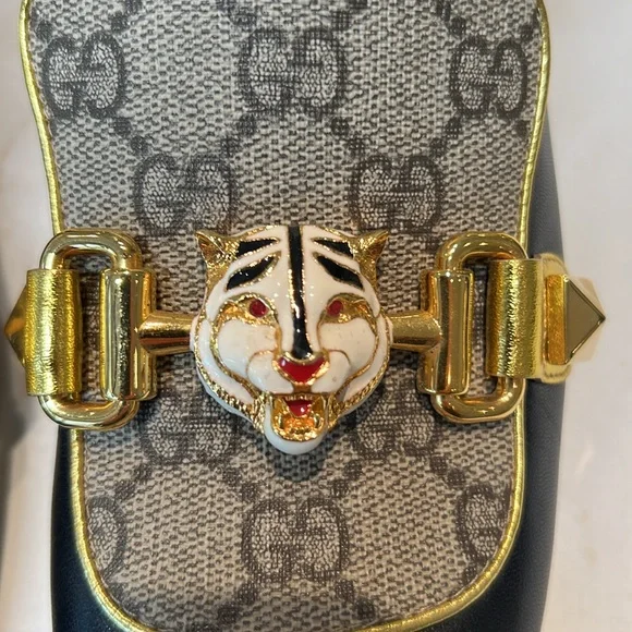 Gucci with Leather GG Supreme Embellished Mid-Heel Loafer Pump (Size 40) - Picture 6 of 13